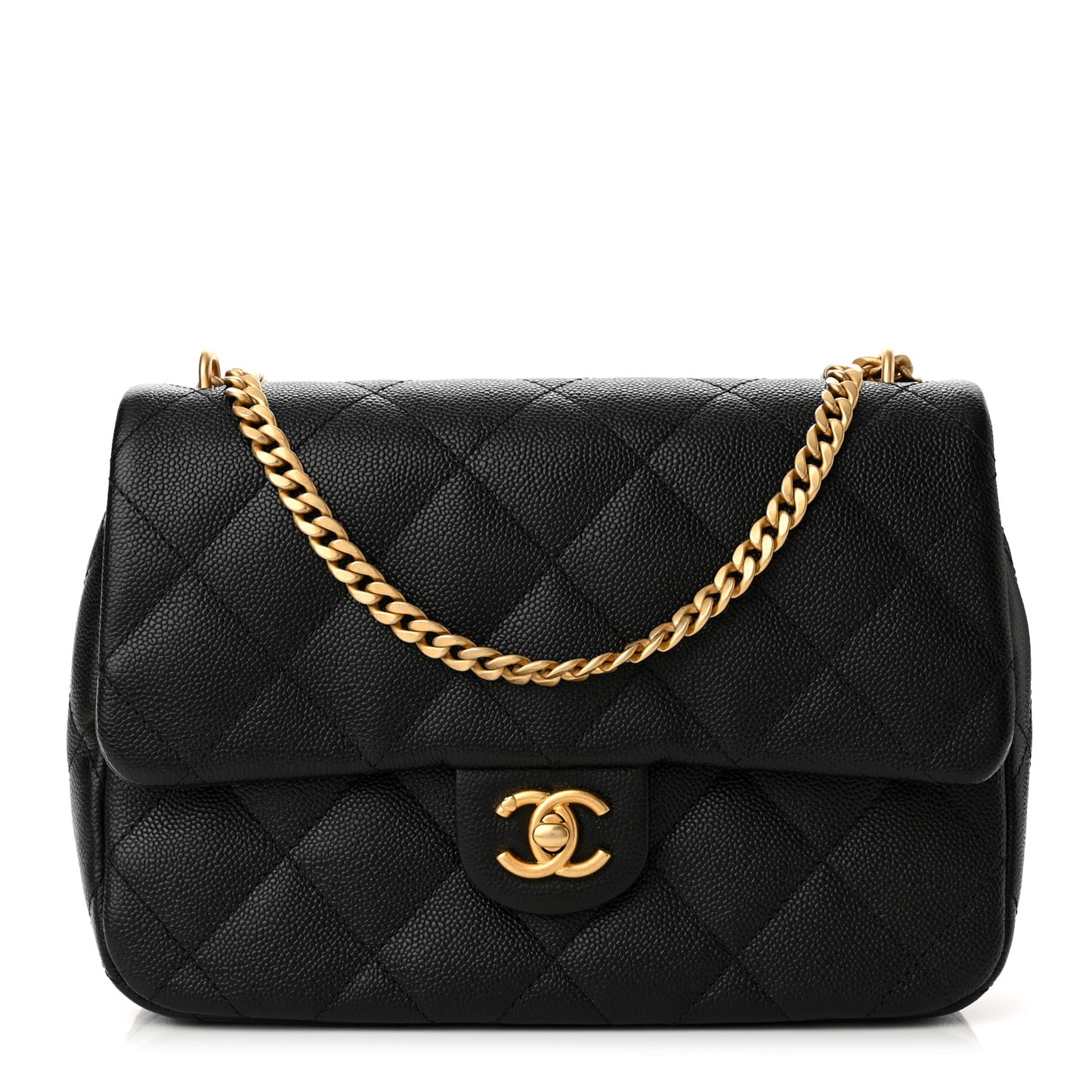 Caviar Quilted Sweetheart Flap Black
