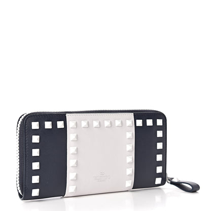 Valentino Garavani Vitello Colorblock Free Rockstud Zip Around Wallet Marine White 3 of 6