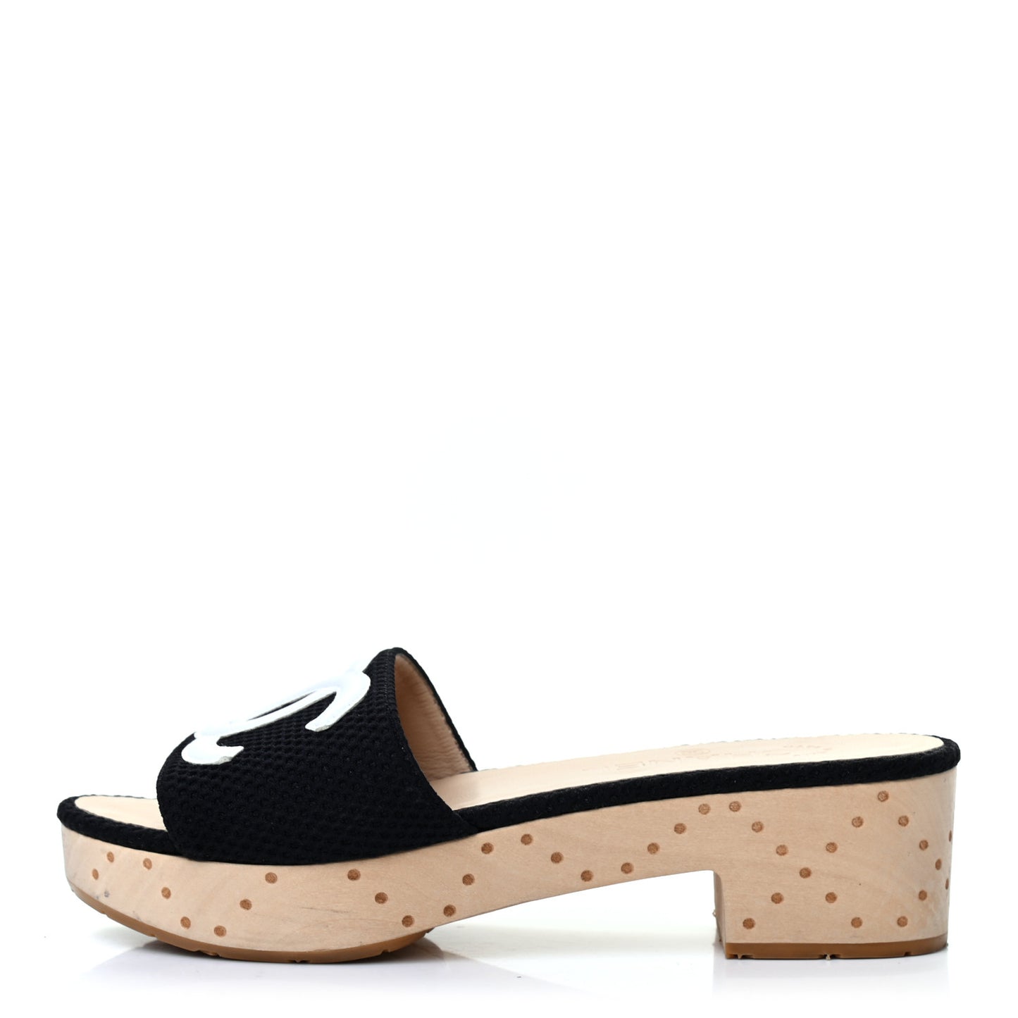 Wood Mesh CC Mules 37 Black