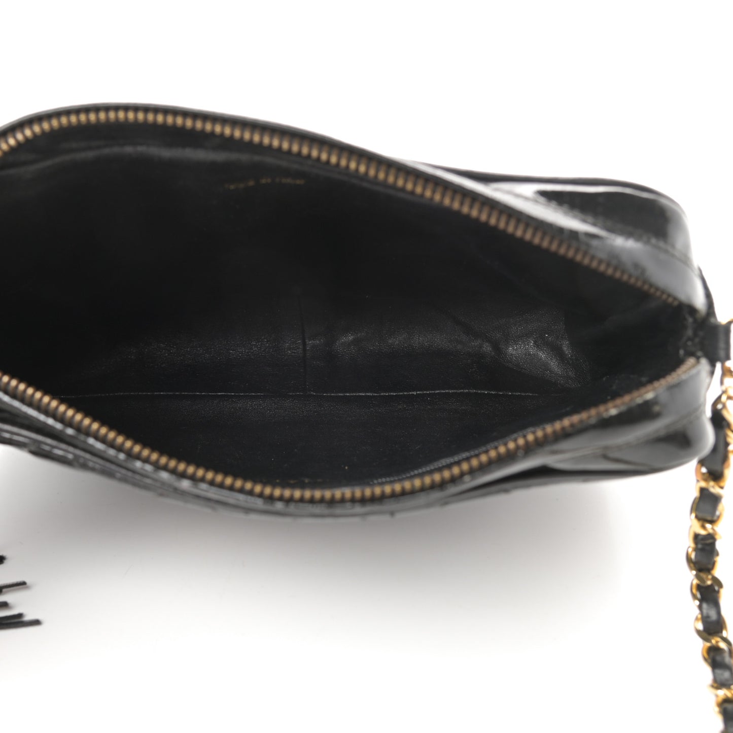 Patent Quilted Tassel Camera Case Black