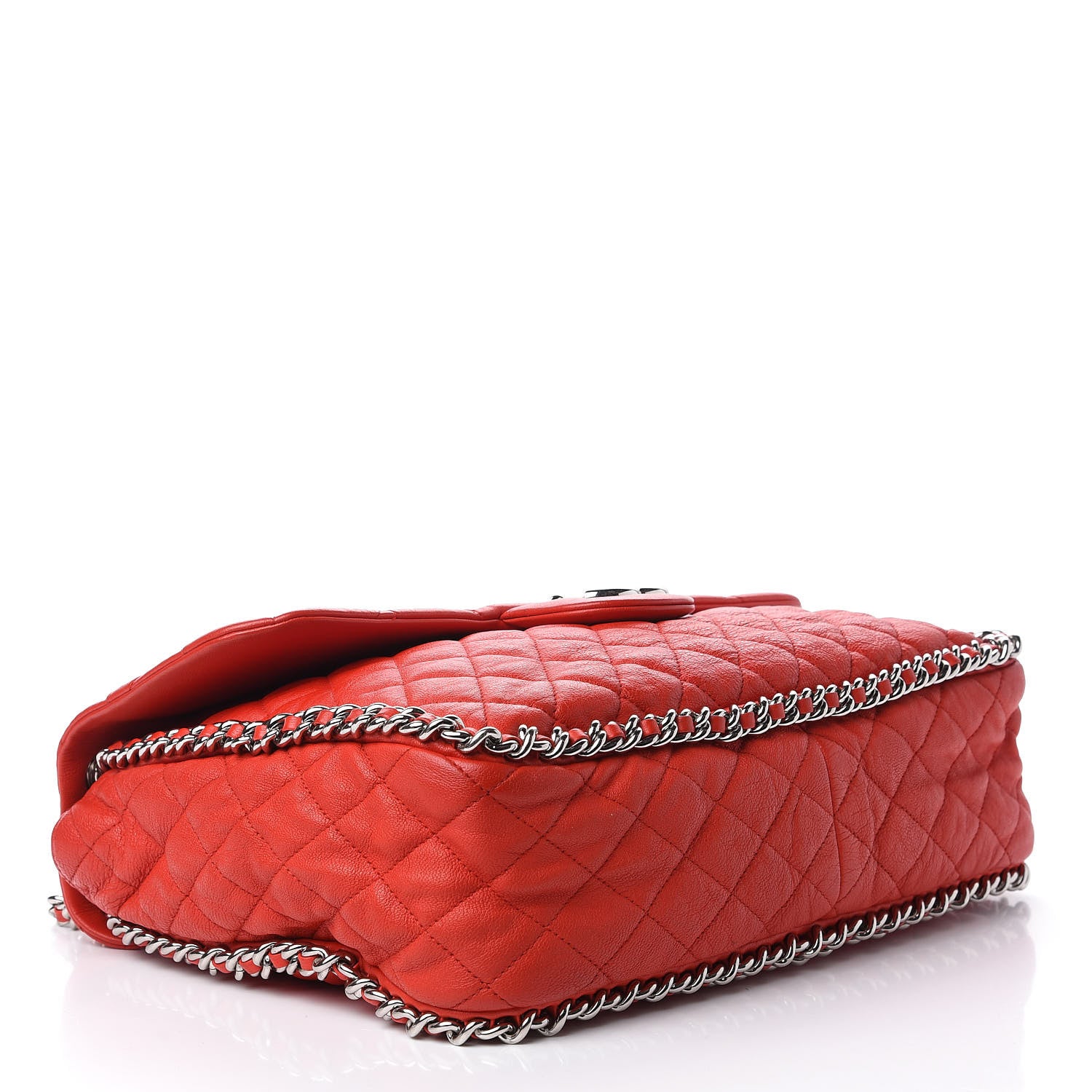 Chanel Washed Lambskin Quilted Maxi Chain Around Flap Red 4 of 12