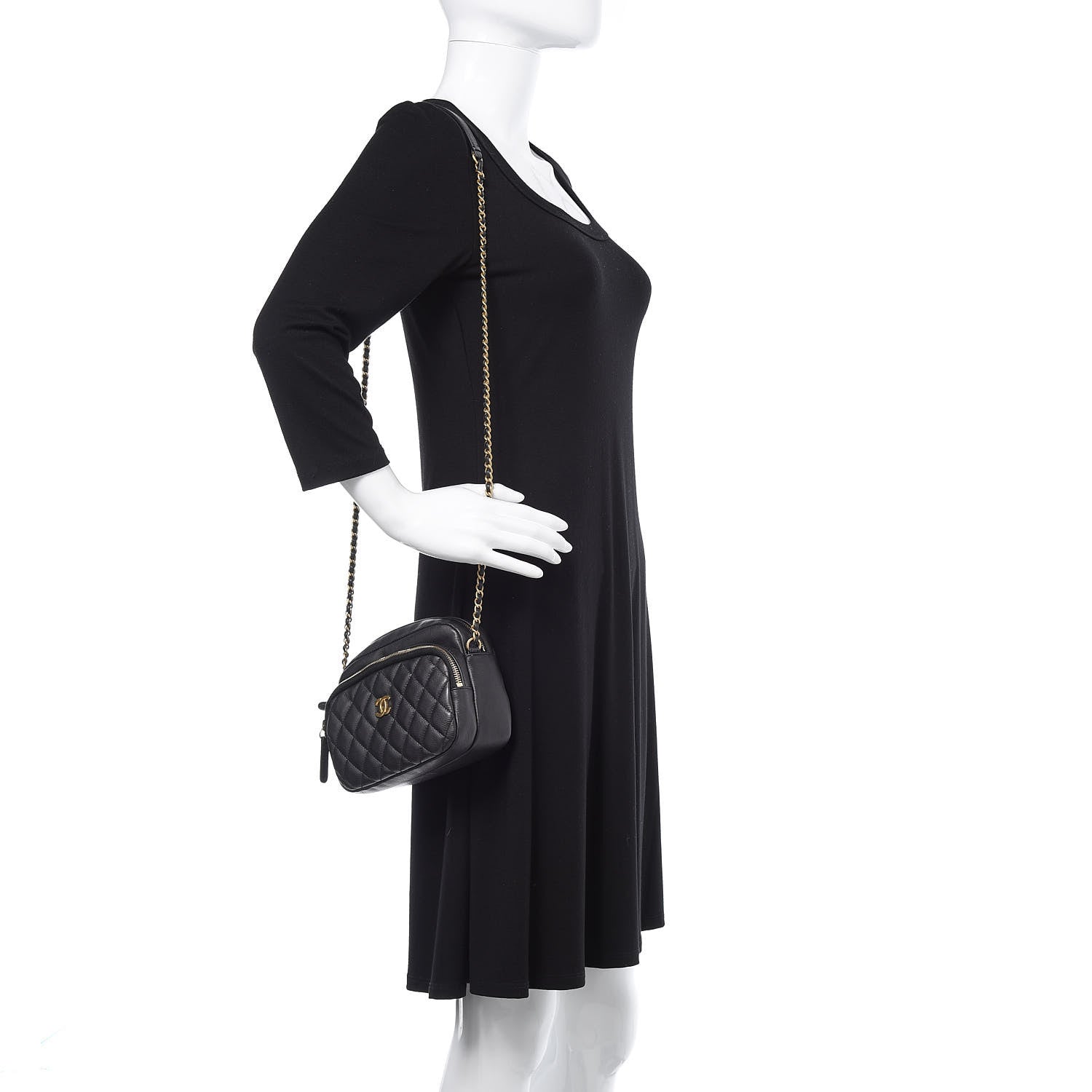 Chanel Calfskin Quilted Day Trips Camera Case Black 2 of 10
