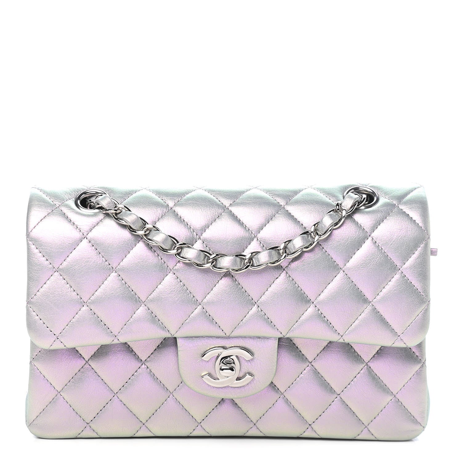 Chanel Iridescent Calfskin Quilted Small Double Flap Purple 1 of 9