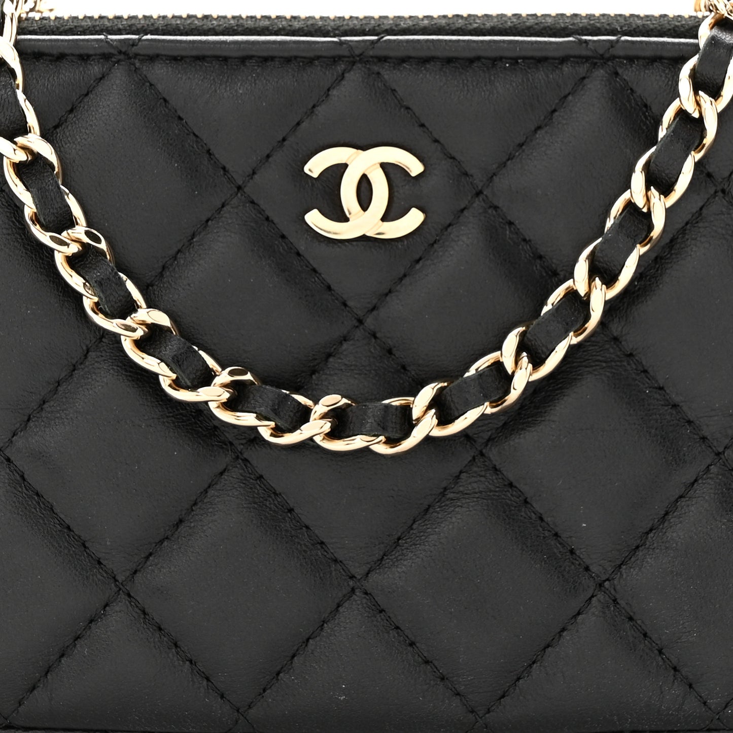 Lambskin Quilted Small Clutch With Chain Black
