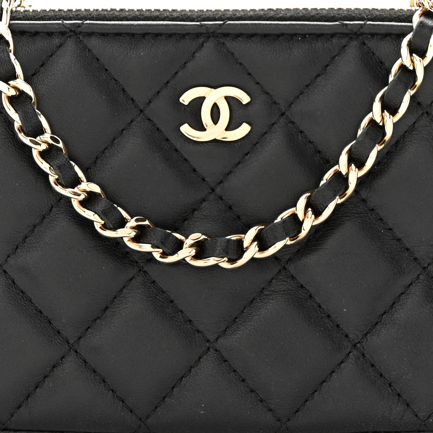 Chanel Lambskin Quilted Small Clutch With Chain Black 9 of 13