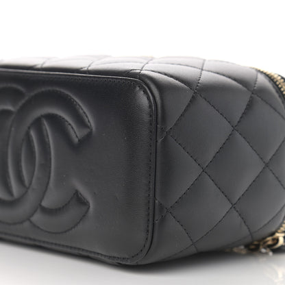 Chanel Lambskin Quilted Small Top Handle Vanity Case With Chain Black 10 of 11