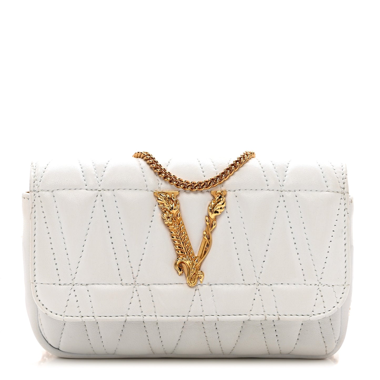 Nappa Quilted Virtus Evening Bag White