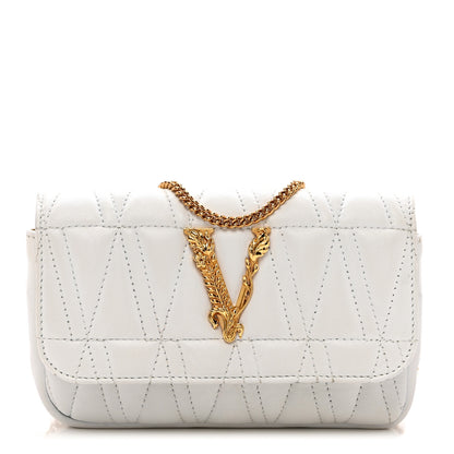 Versace Nappa Quilted Virtus Evening Bag White 1 of 9
