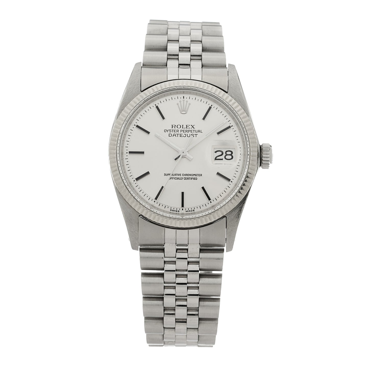 Stainless Steel 18K White Gold 36mm Oyster Perpetual Datejust Watch Silver 1601