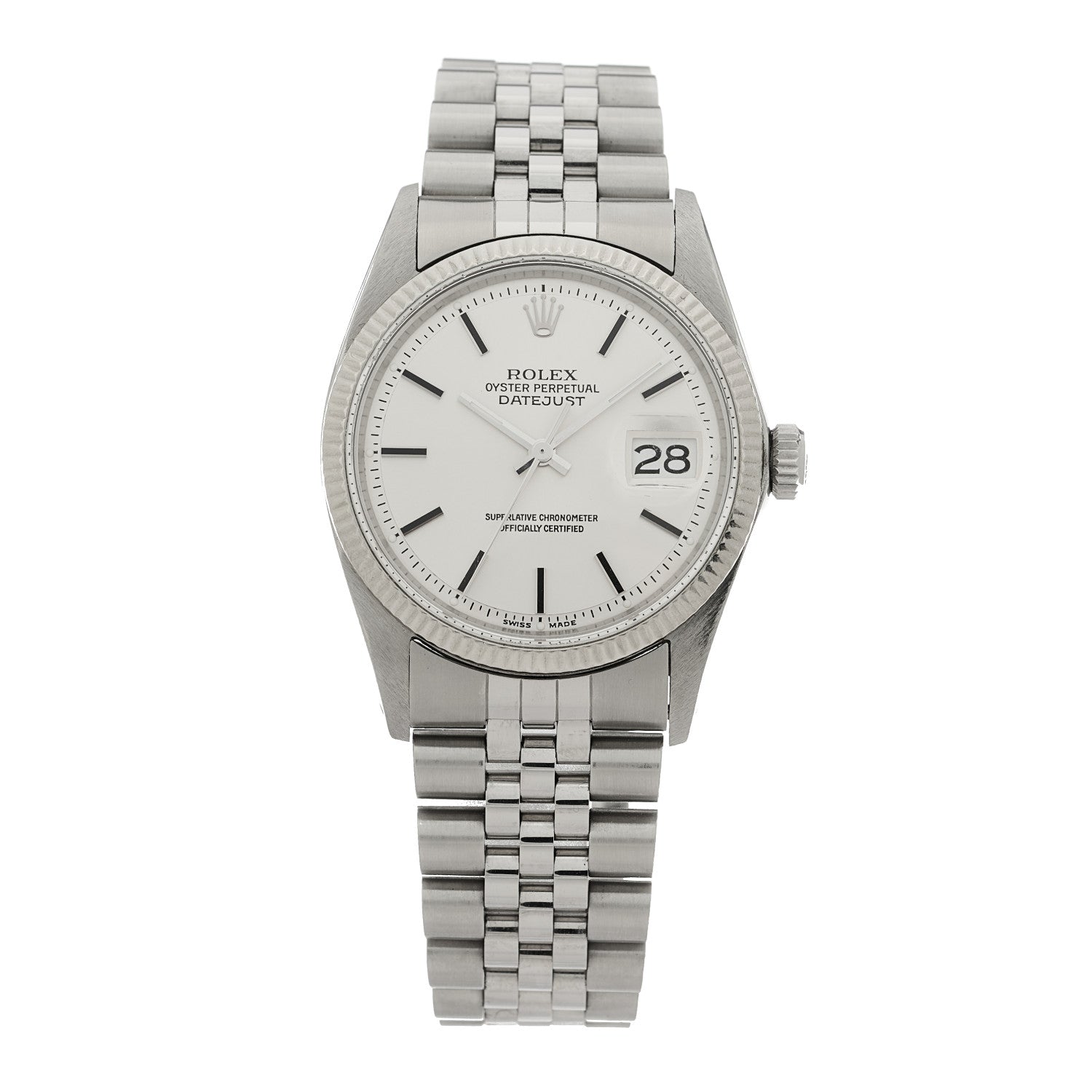 Rolex Stainless Steel 18K White Gold 36mm Oyster Perpetual Datejust Watch Silver 1601 1 of 4