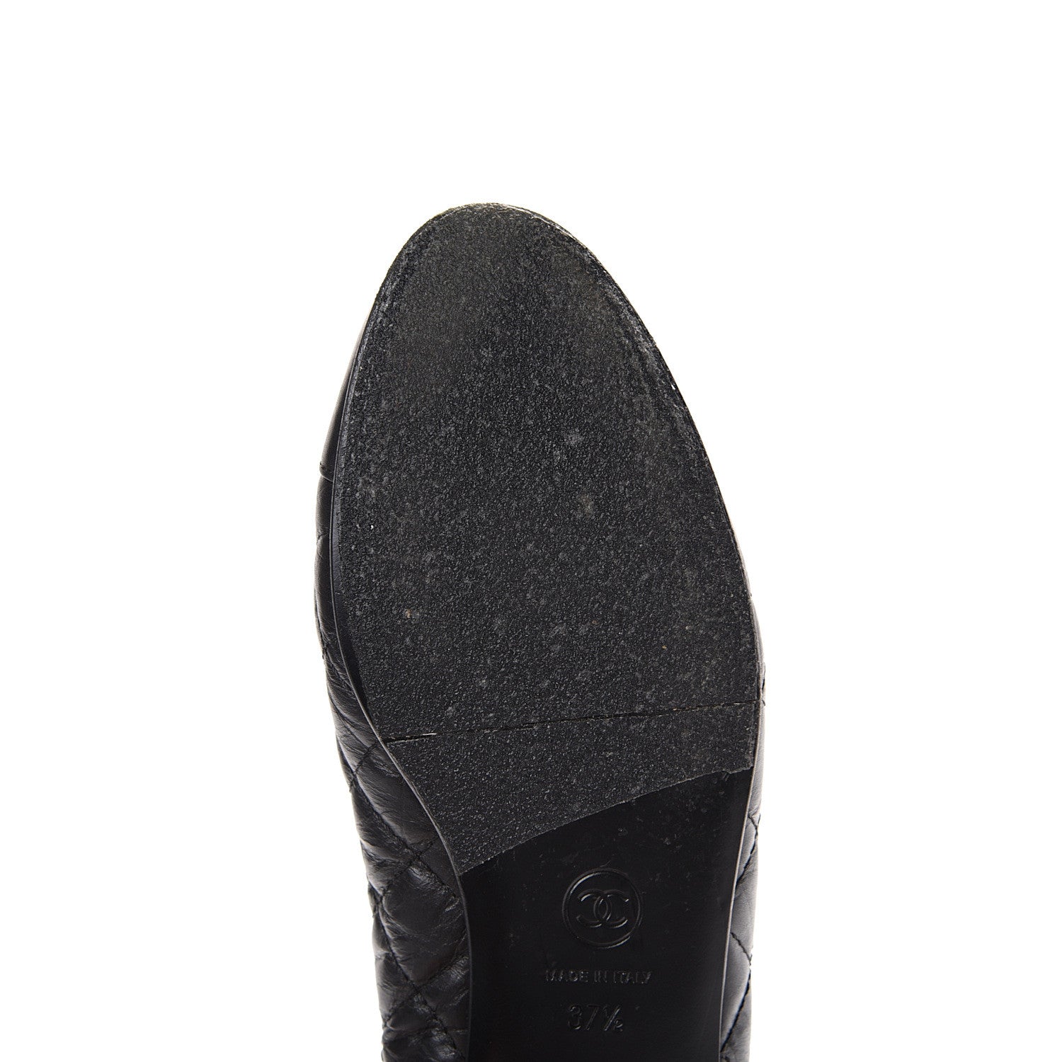 Chanel Aged Calfskin Quilted Cap Toe Ballerina Flats 37.5 Black 8 of 12