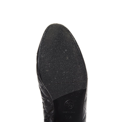 Chanel Aged Calfskin Quilted Cap Toe Ballerina Flats 37.5 Black 8 of 12
