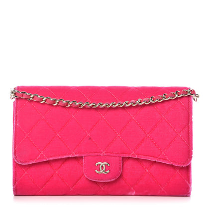 Chanel Velvet Quilted Clutch With Chain Pink 1 of 12