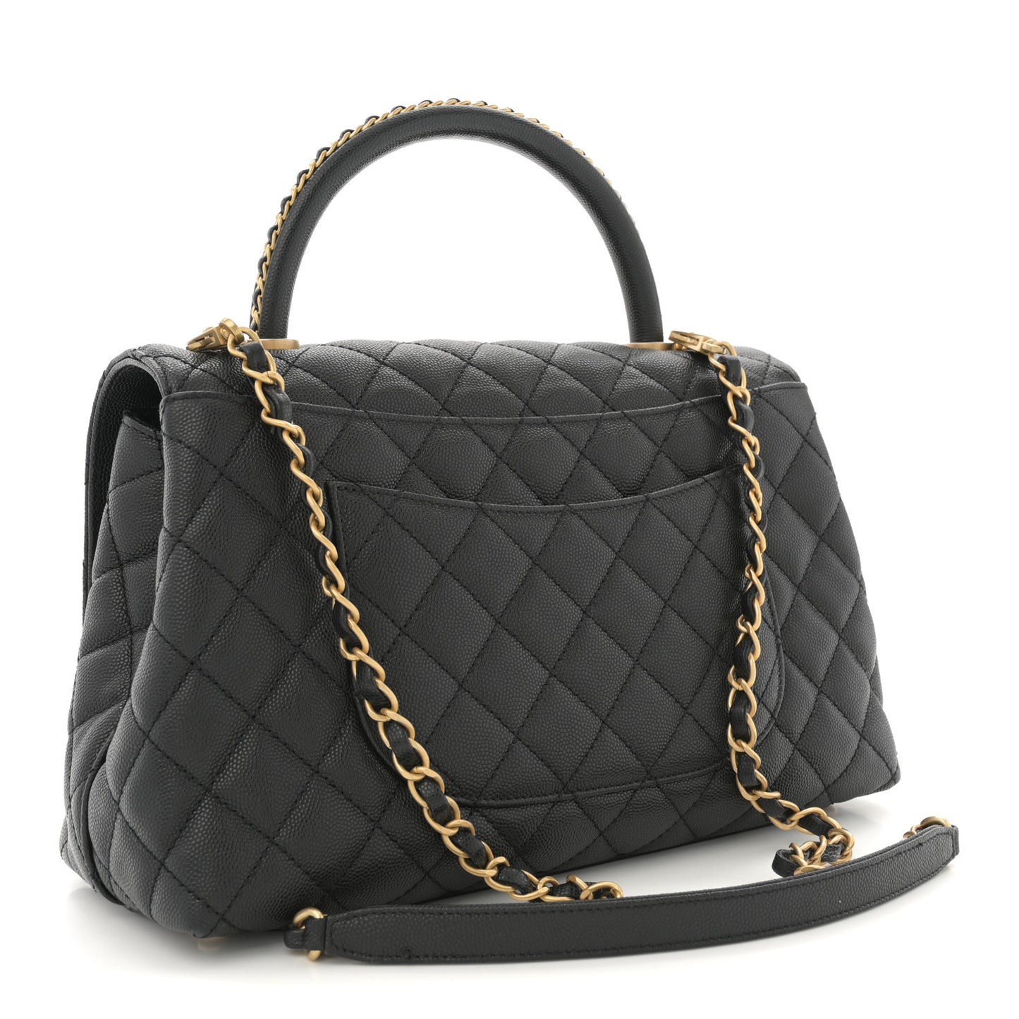 Caviar Quilted Small Coco Chain Handle Flap Black