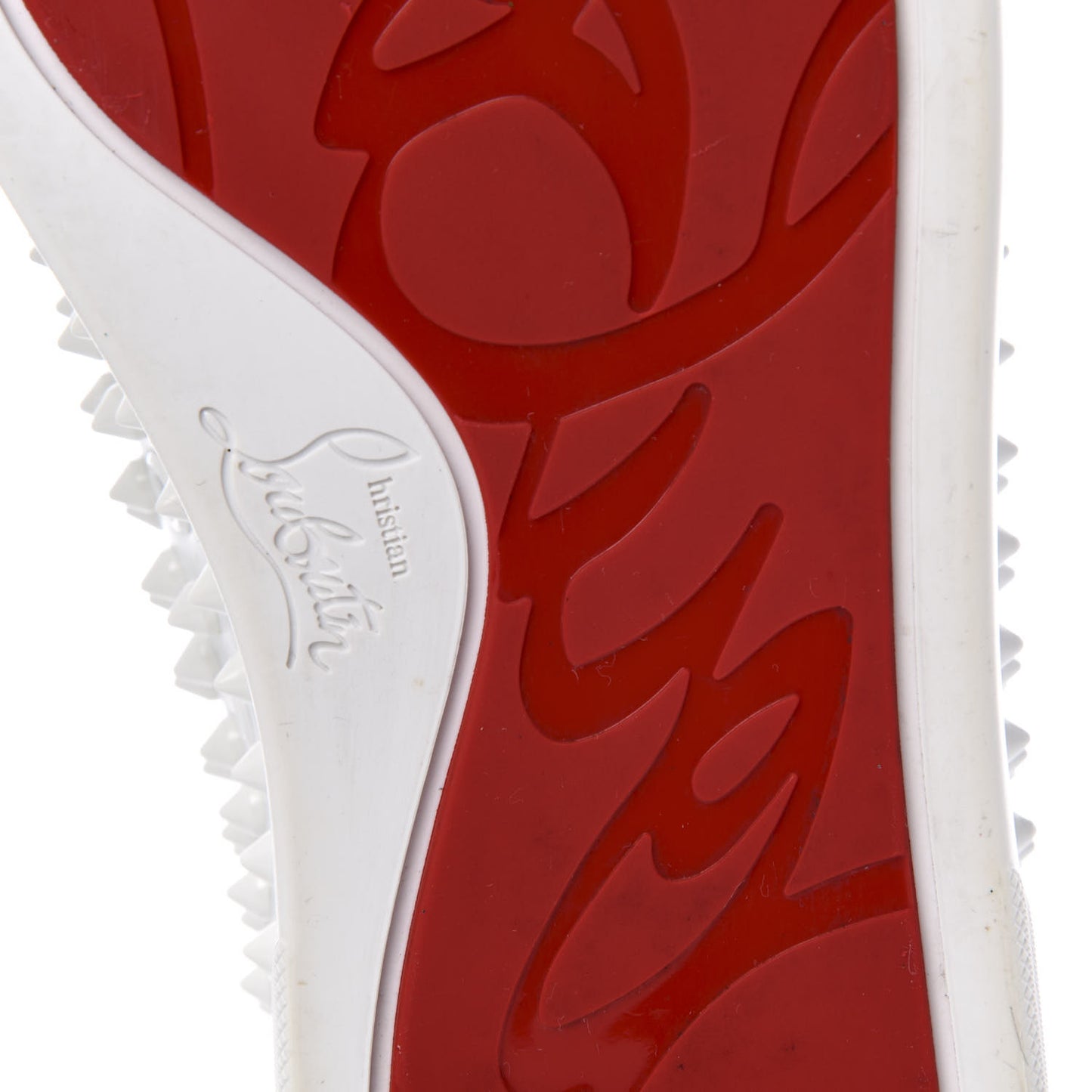 Calfskin Mens Louis Spikes Flat Sneakers 42.5 White