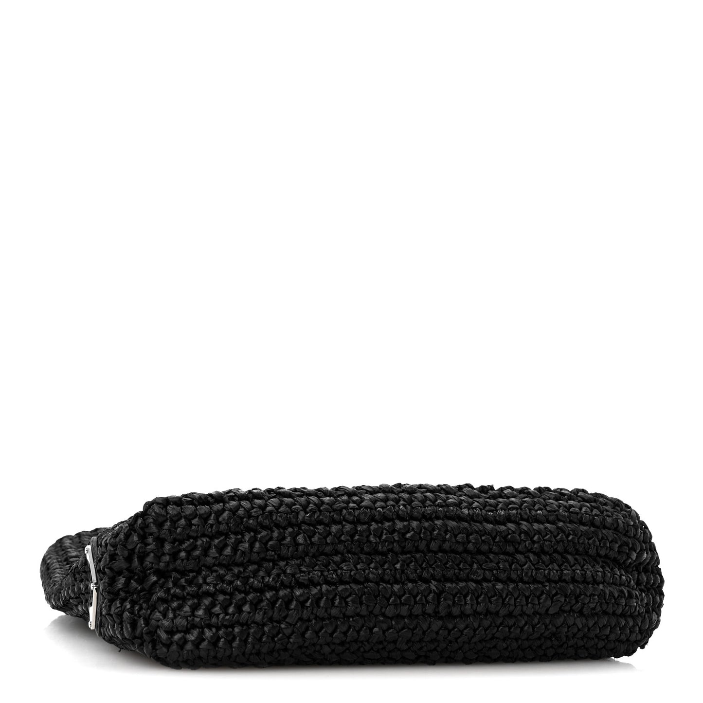 Yarn Raffia Effect Crochet Small Logo Tote Black