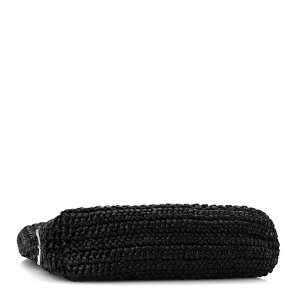 Prada Yarn Raffia Effect Crochet Small Logo Tote Black 4 of 9