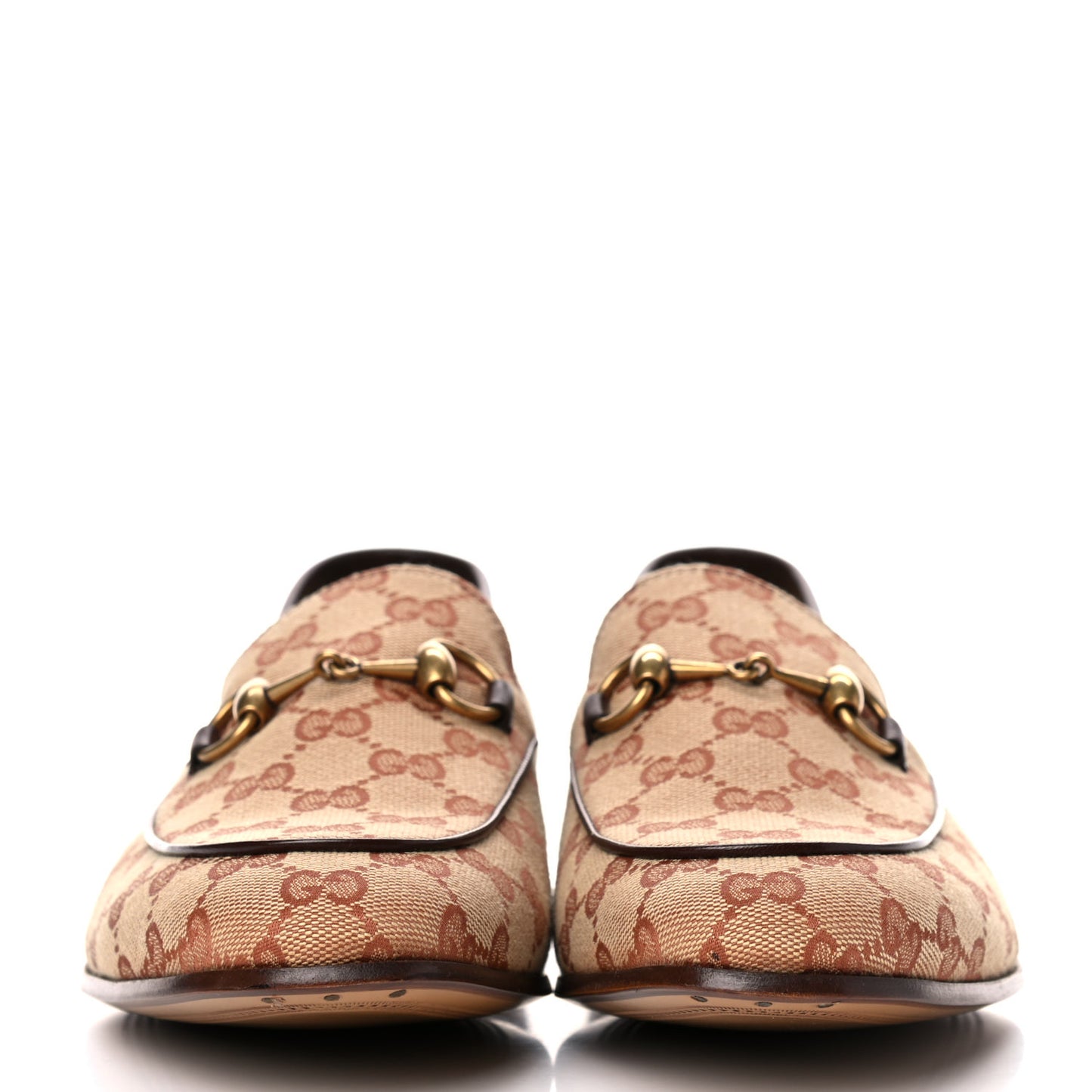 Canvas GG Monogram Horsebit Mens Jordaan Loafers 8 Beige Ruggine Light Brown