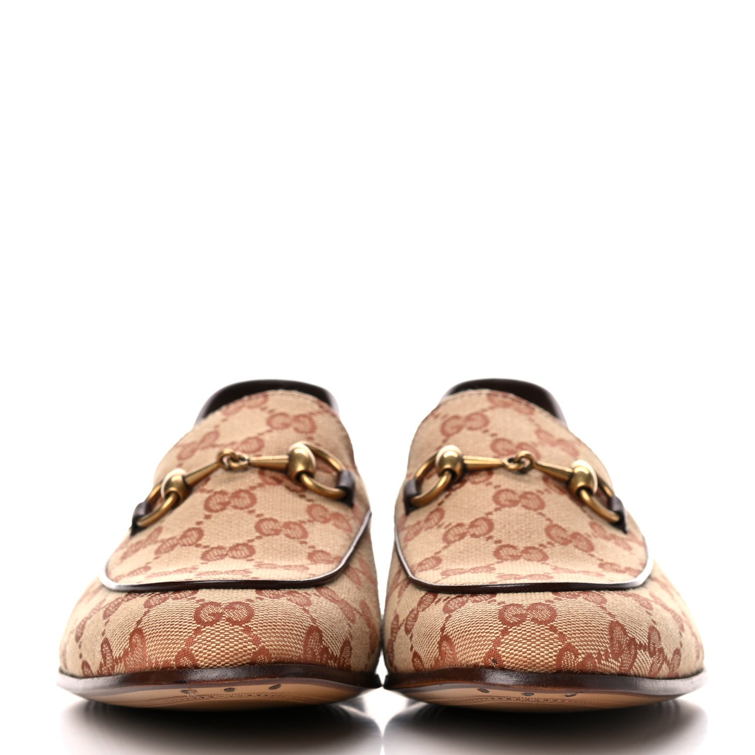 Gucci Canvas GG Monogram Horsebit Mens Jordaan Loafers 8 Beige Ruggine Light Brown 3 of 15