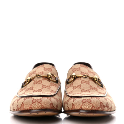 Gucci Canvas GG Monogram Horsebit Mens Jordaan Loafers 8 Beige Ruggine Light Brown 3 of 15