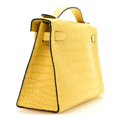 Hermes Matte Alligator Kelly Pochette Mimosa 3 of 11