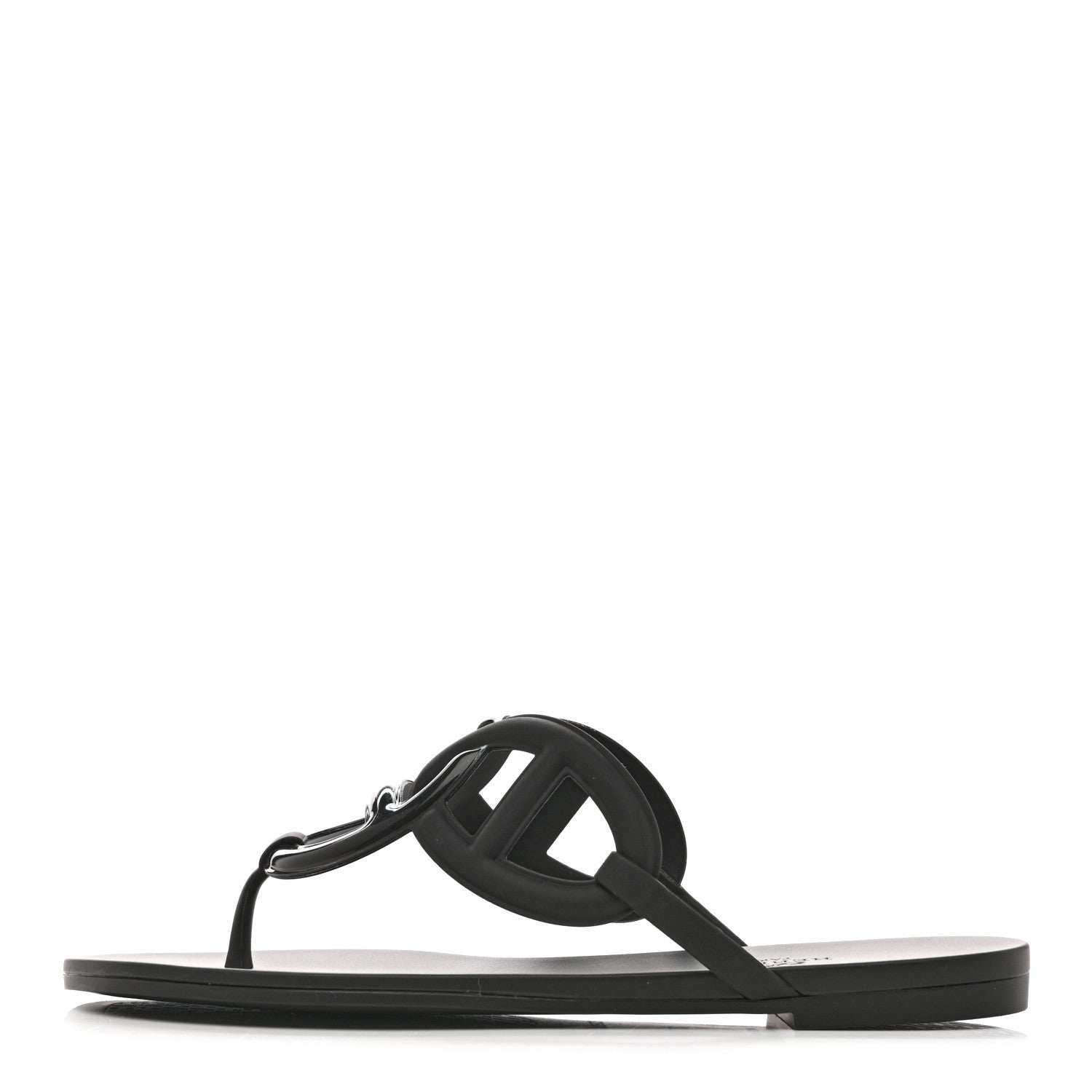 Hermes Rubber Womens Egerie Sandals 37 Black 1 of 11