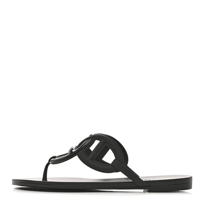 Hermes Rubber Womens Egerie Sandals 37 Black 1 of 11