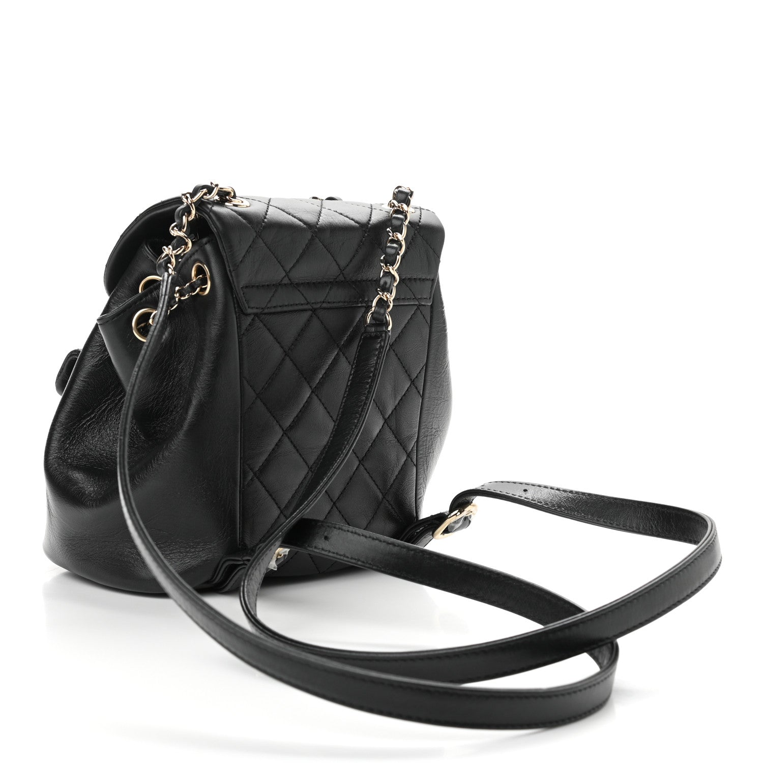 Chanel Glazed Aged Calfskin Quilted Small Duma Drawstring Backpack Black 3 of 11