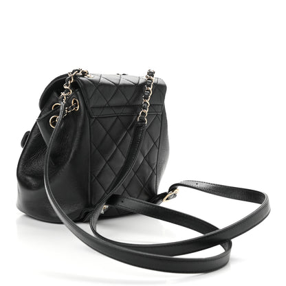 Chanel Glazed Aged Calfskin Quilted Small Duma Drawstring Backpack Black 3 of 11