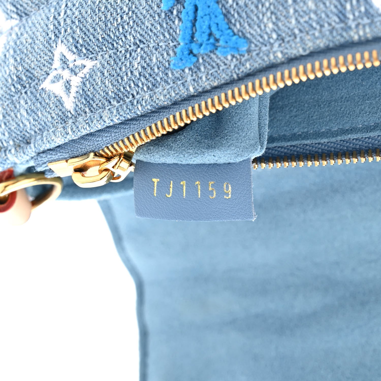 Louis Vuitton Embroidered Monogram Denim New Wave Chain Pochette Blue 7 of 13