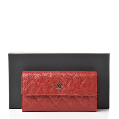Chanel Caviar Quilted Large Gusset Flap Wallet Red 9 of 9