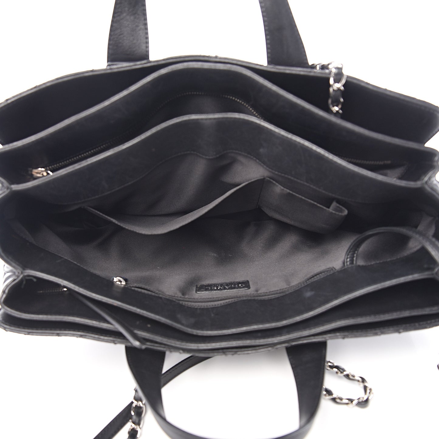 Lambskin Quilted Large Easy Carry Shopping Tote Black