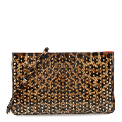 Christian Louboutin Patent Leopard Print Loubiposh Spiked Crossbody Clutch 1 of 9