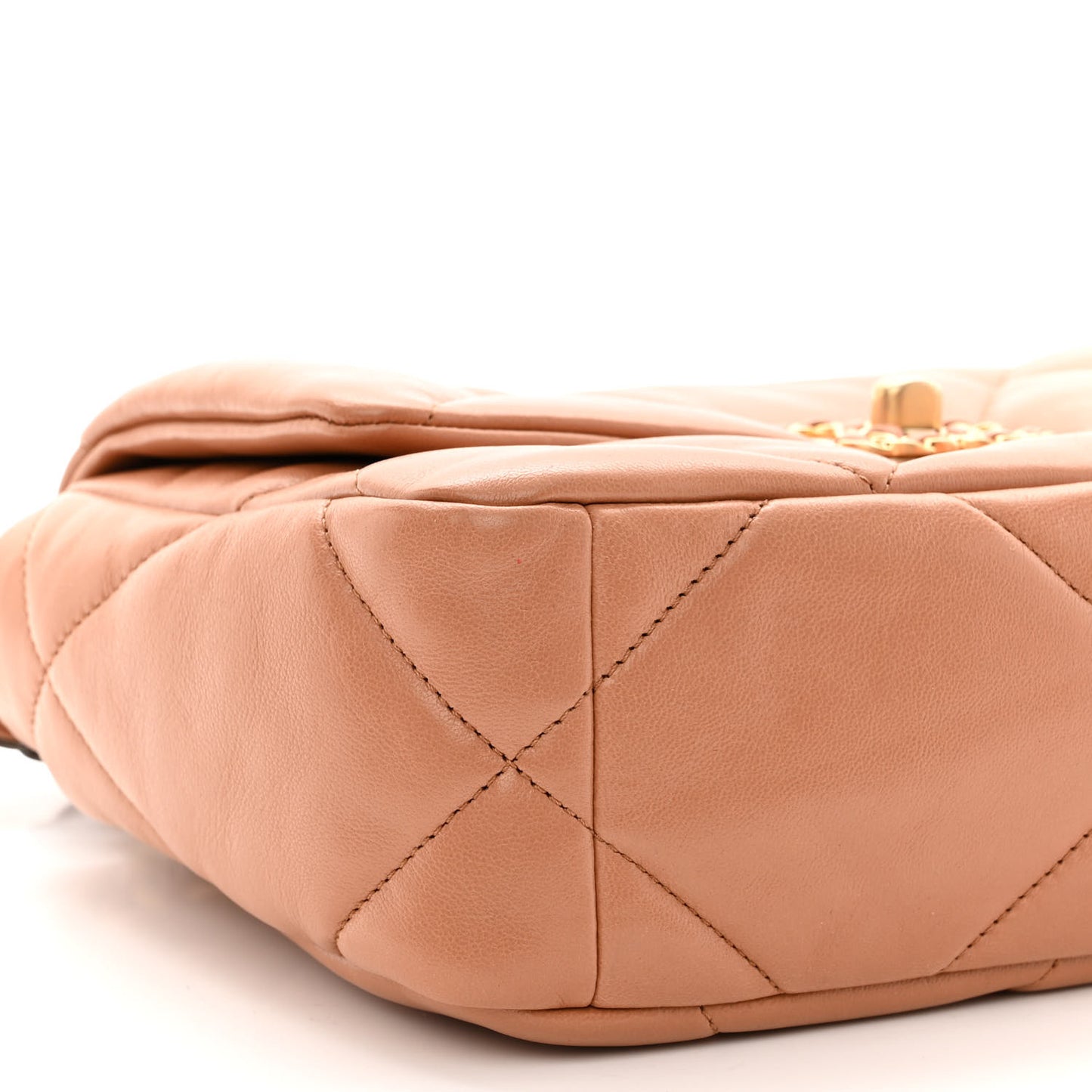 Lambskin Quilted Medium Chanel 19 Flap Light Brown