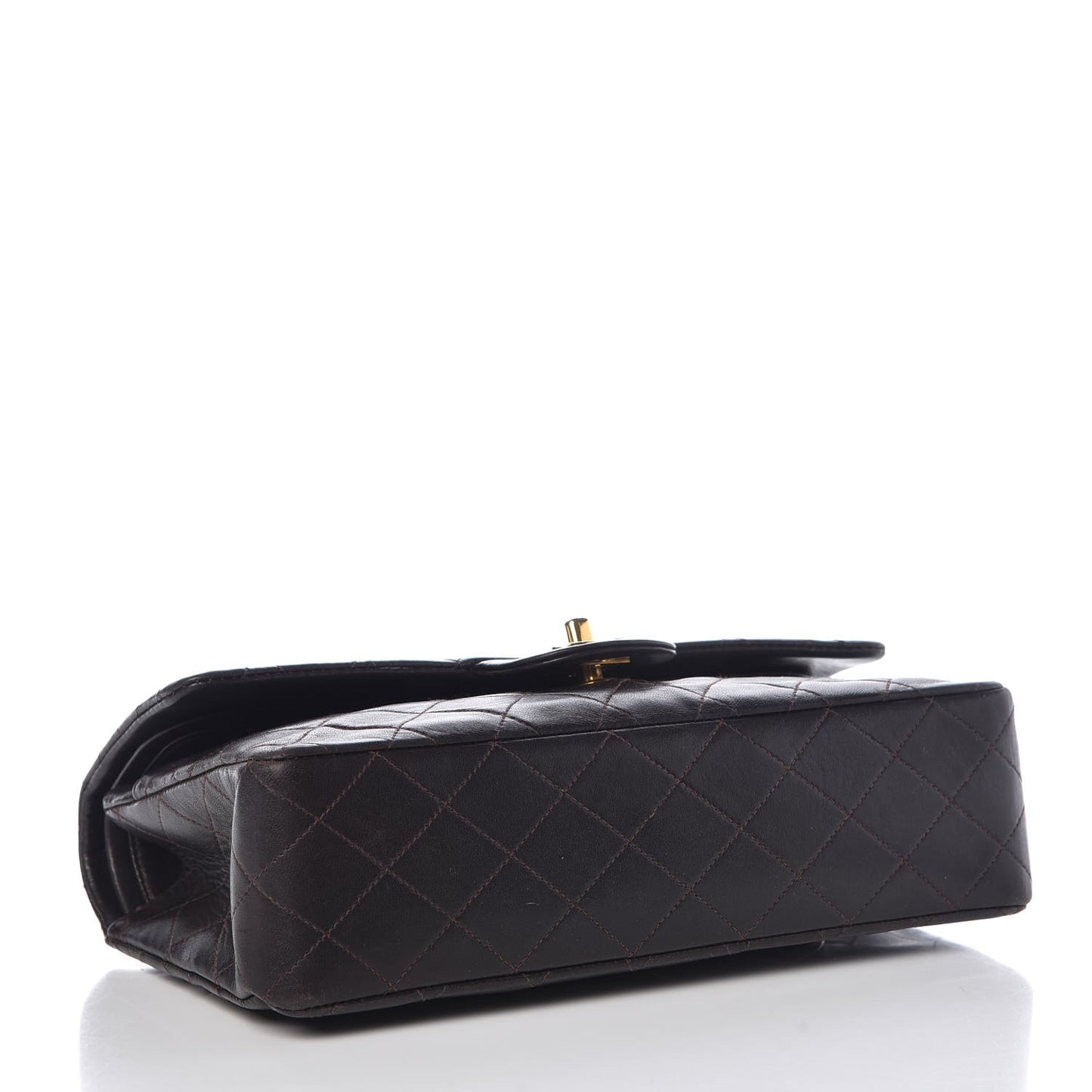 Lambskin Quilted Medium Double Flap Brown