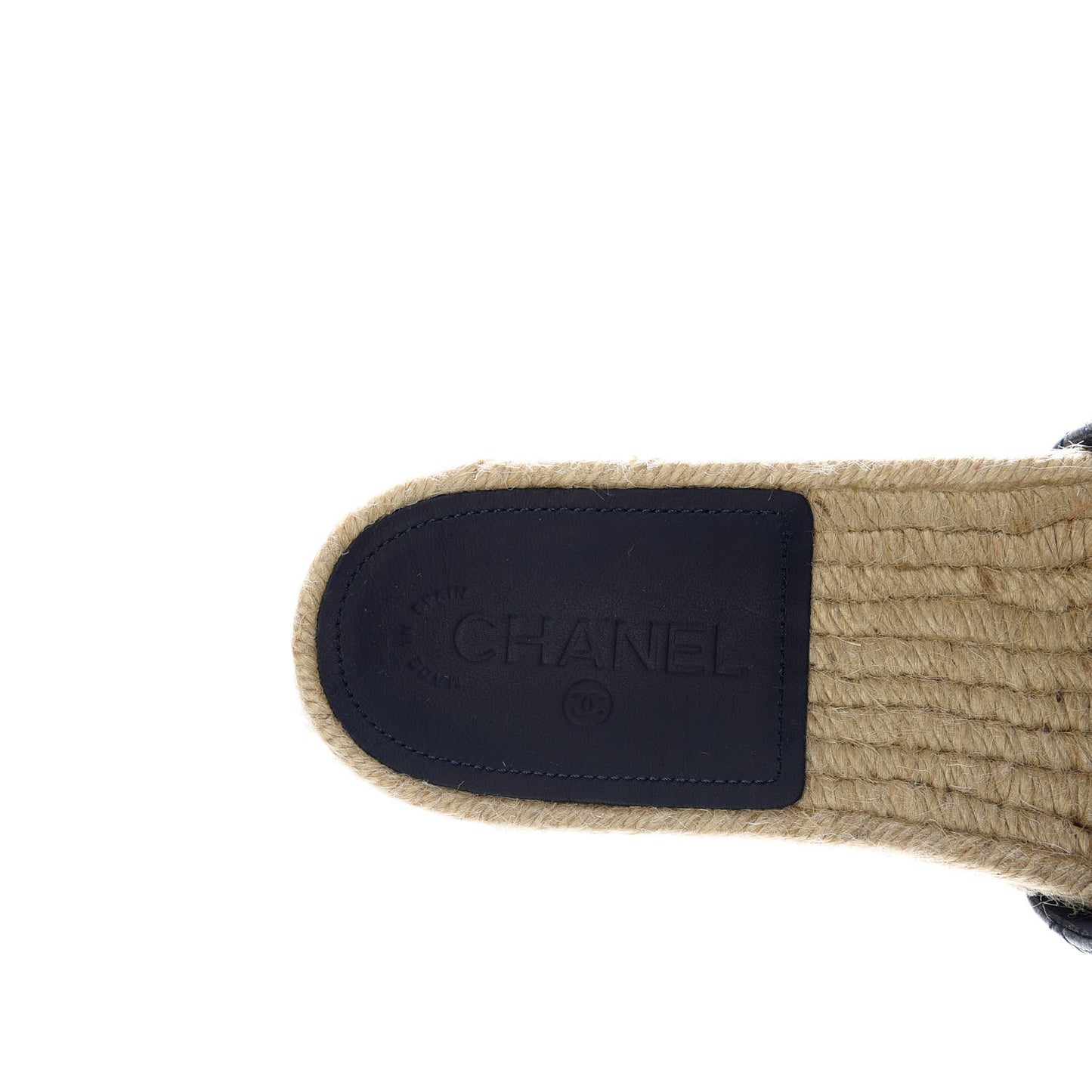 Lambskin Quilted CC Espadrille Slip On Sandals 41 Navy