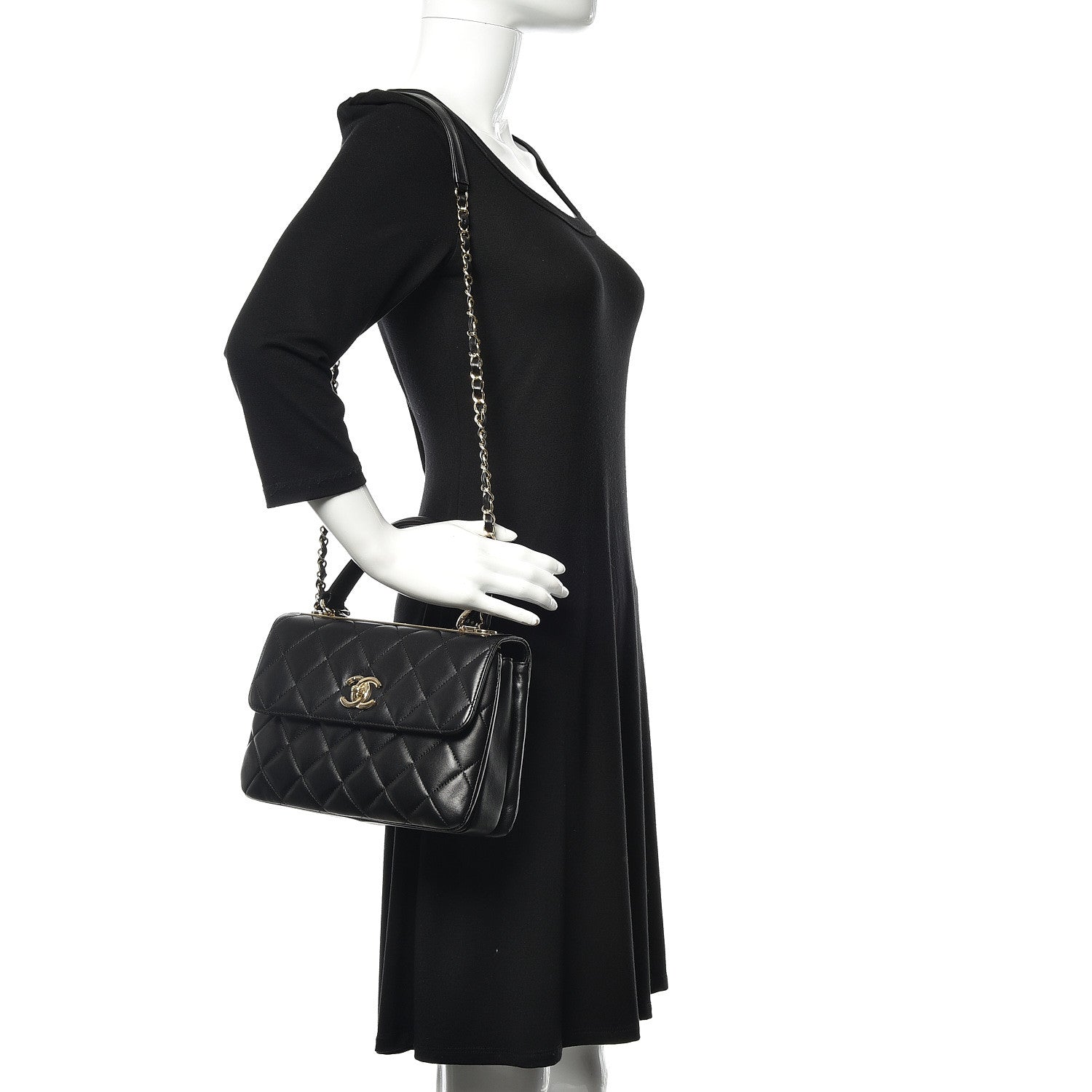 Chanel Lambskin Quilted Small Trendy CC Dual Handle Flap Bag Black 2 of 12