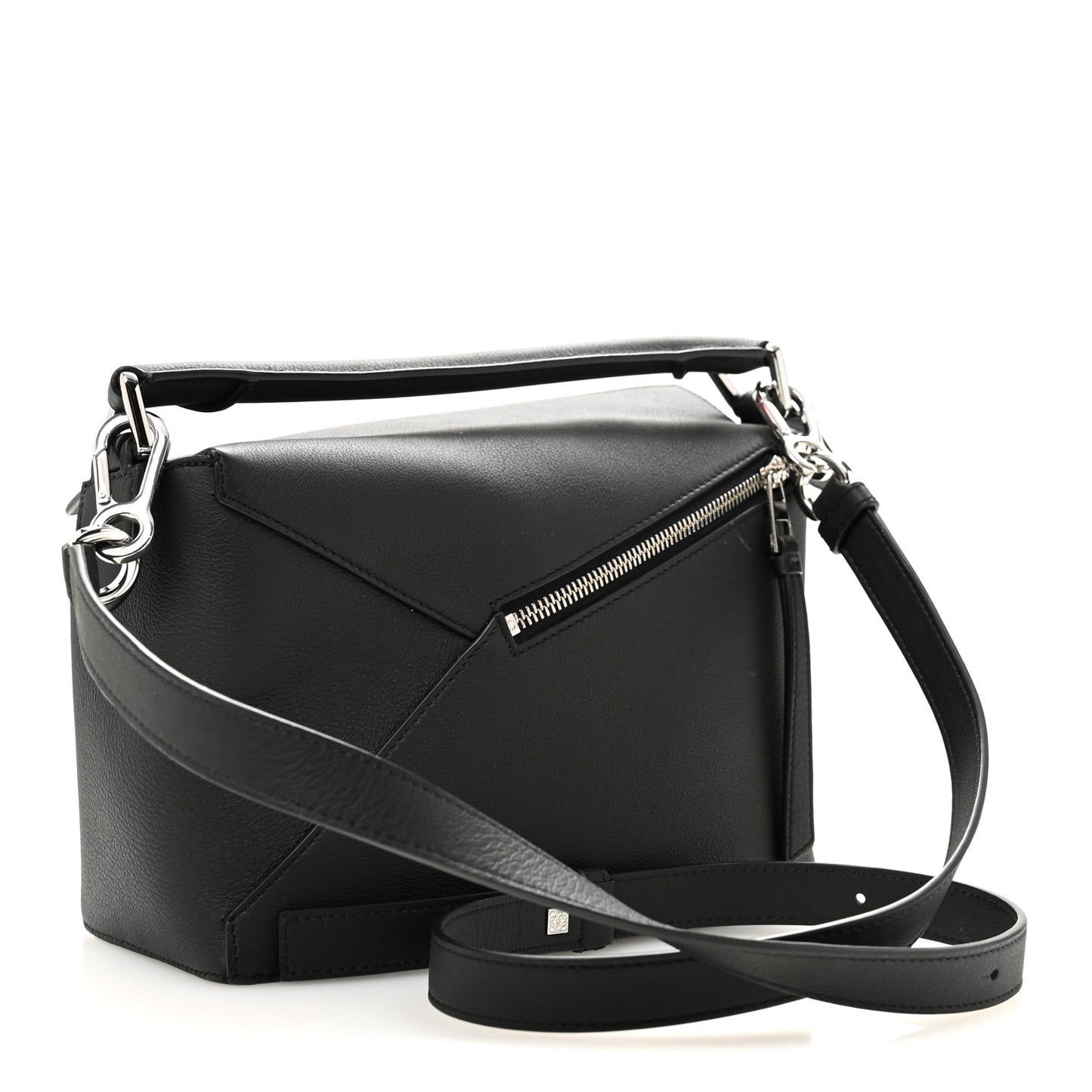 Calfskin Small Puzzle Edge Bag Black