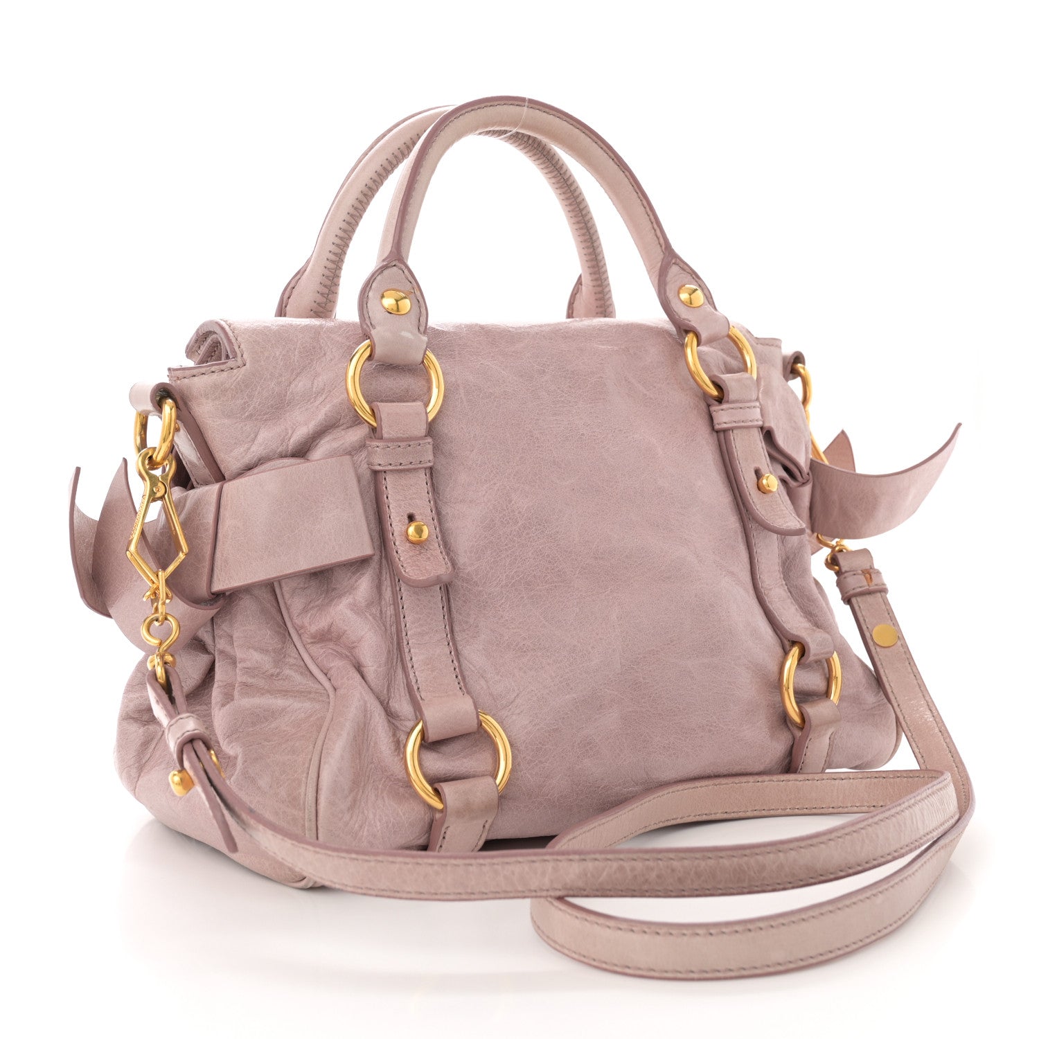 Miu Miu Vitello Lux Mini Bow Bag Cipria 3 of 15