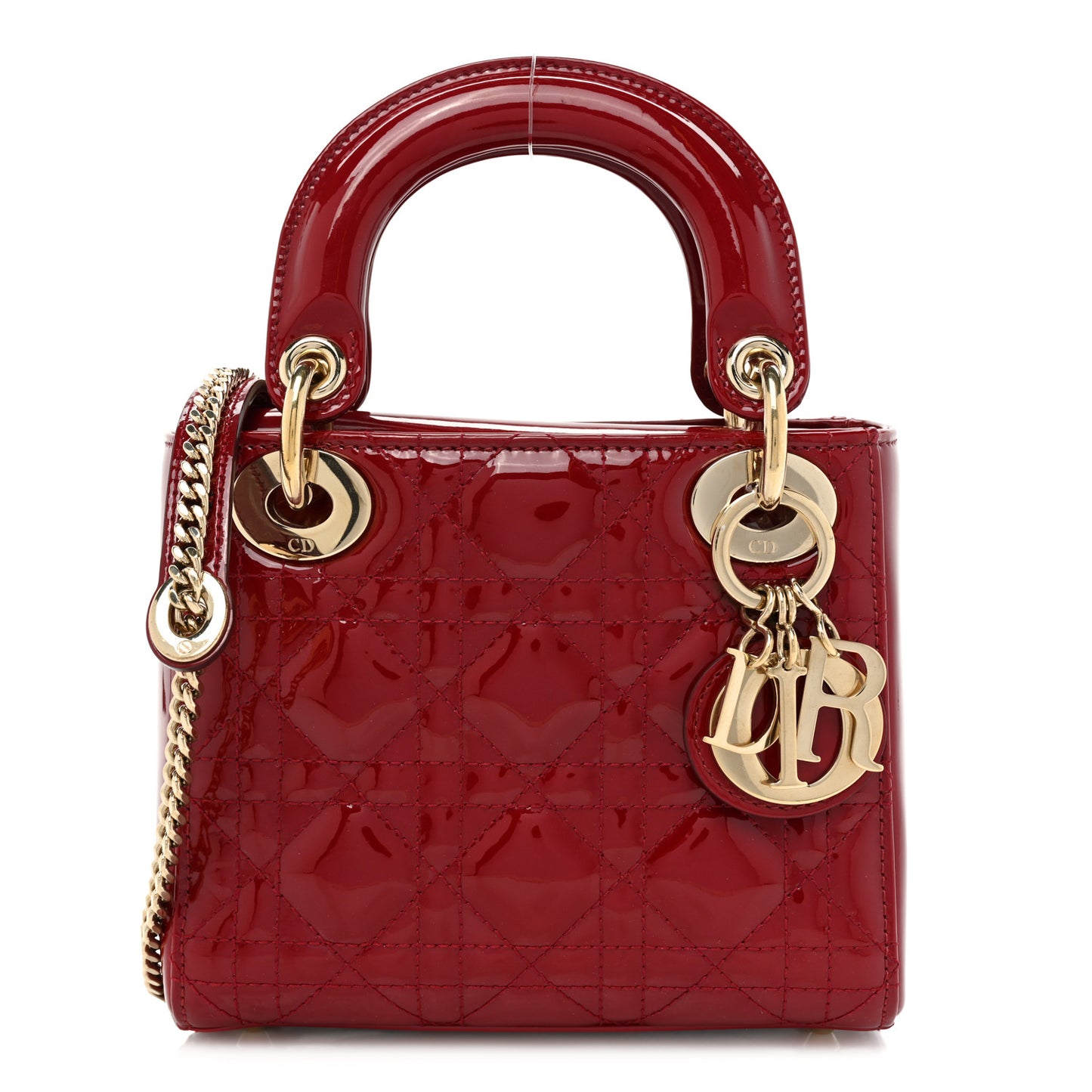 Patent Cannage Mini Lady Dior Red