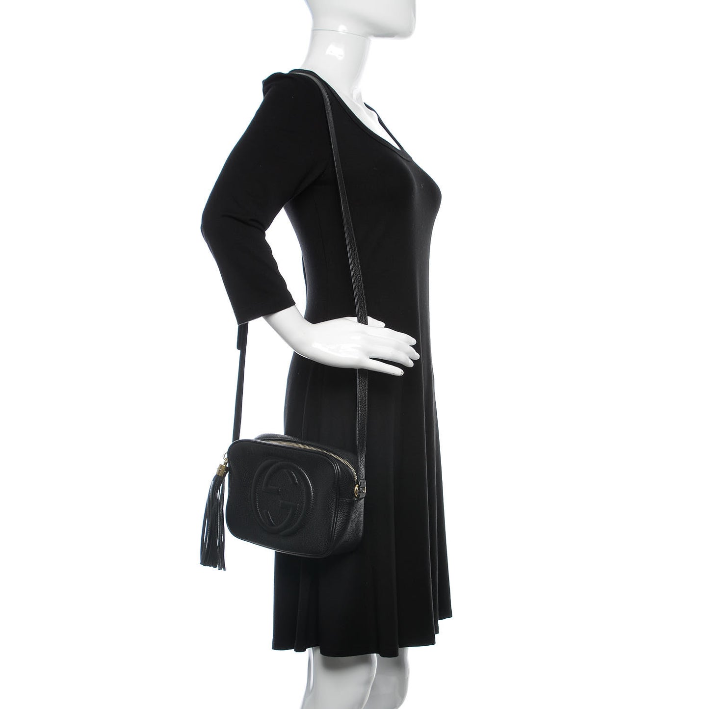 Pebbled Calfskin Small Soho Disco Bag Black