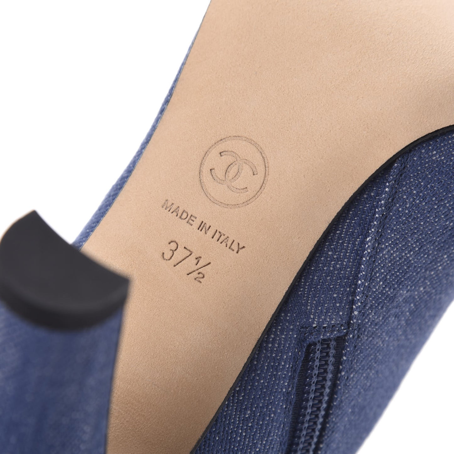 Denim Grosgrain Cap Toe Short Boots 37 Blue