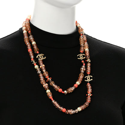 Chanel Pearl Beaded CC Long Necklace Pink 2 of 6
