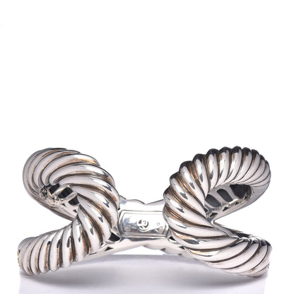 David Yurman Sterling Silver 18K Yellow Gold Crossover Cuff Bracelet 3 of 6