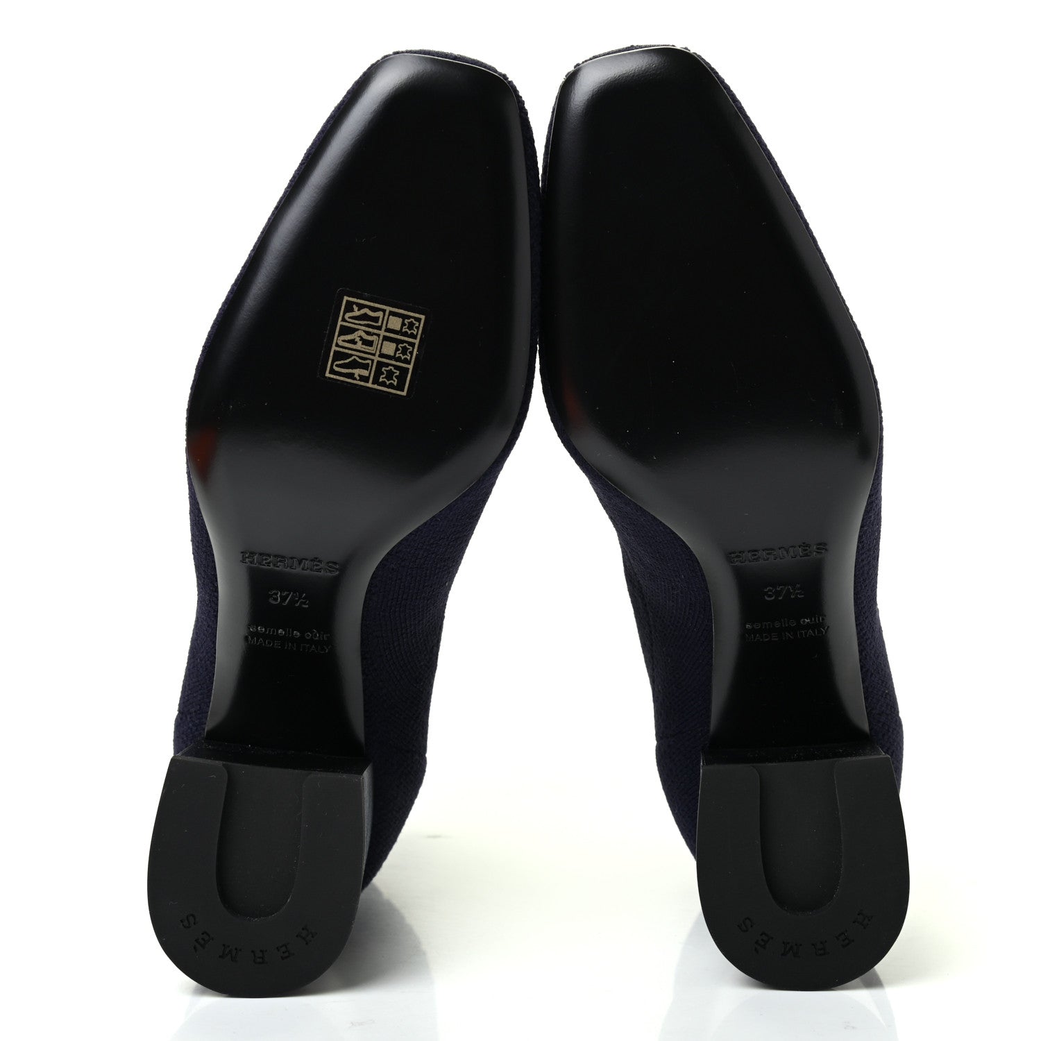 Hermes Knit Calfskin Volver Ankle Boots 37.5 Bleu Diplomatique 5 of 9