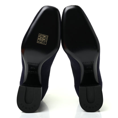 Hermes Knit Calfskin Volver Ankle Boots 37.5 Bleu Diplomatique 5 of 9