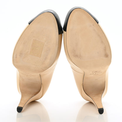 Chanel Lambskin CC Cap Toe Pumps 36.5 Beige Black 5 of 8