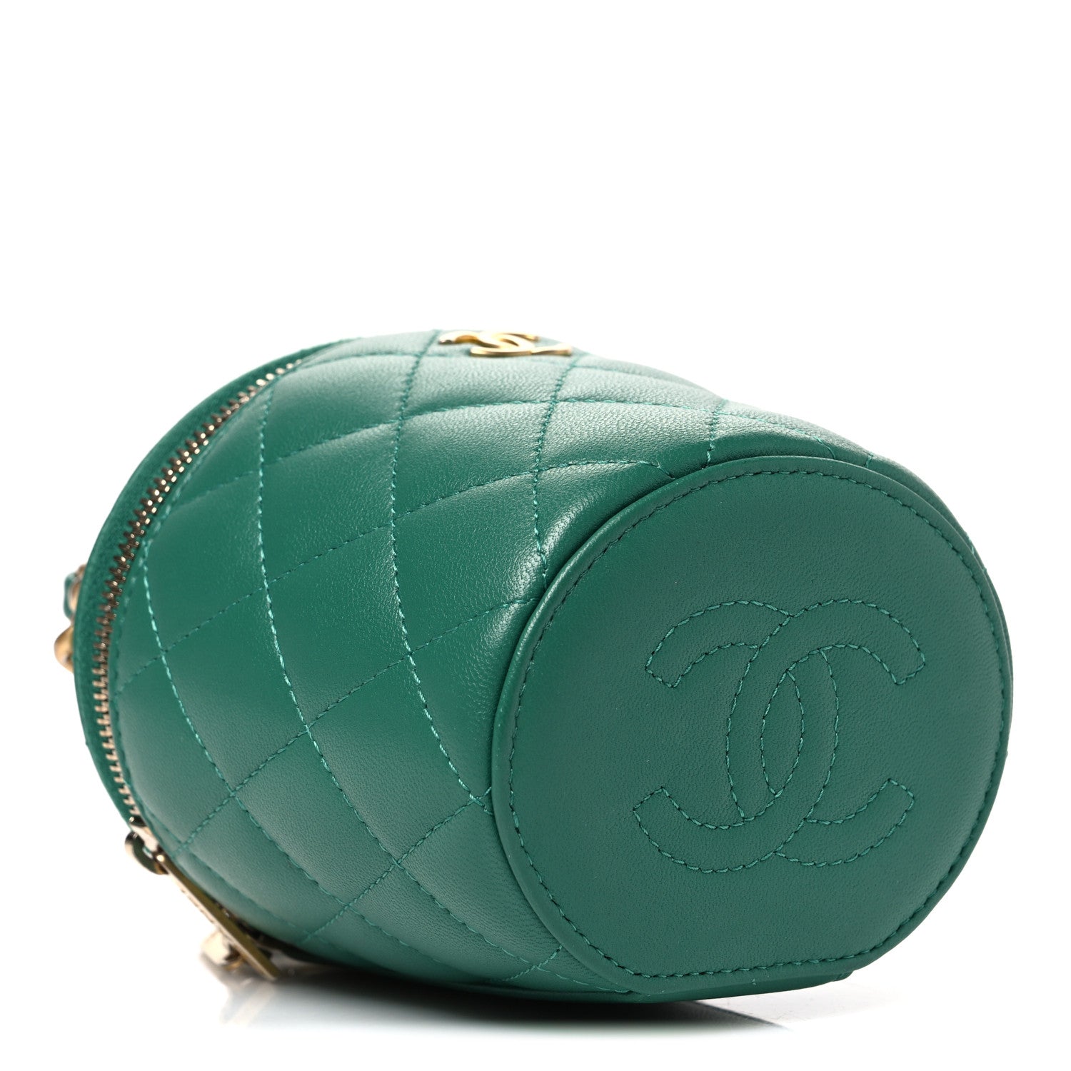 Chanel Lambskin Quilted Afternoon Tea Top Handle Vanity Case With Chain Green 4 of 10