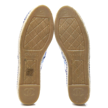 Chanel Mesh Lambskin Plaid Print CC Espadrilles 40 Blue White Red 5 of 10