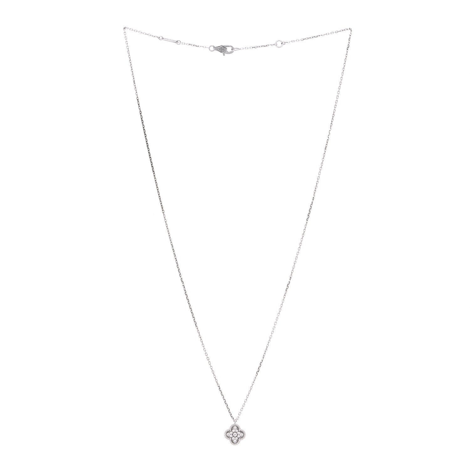 Van Cleef & Arpels 18K White Gold Diamond Sweet Alhambra Pendant Necklace 3 of 8